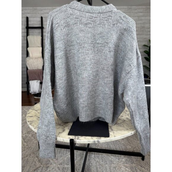 NWT Topshop Knitted Easy Clean Rib Detail Relaxed Cardigan In Gray Women Size 12 - Picture 3 of 8